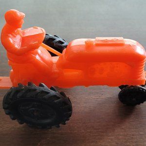 Orange Tractor, Farmer, Black Wheels